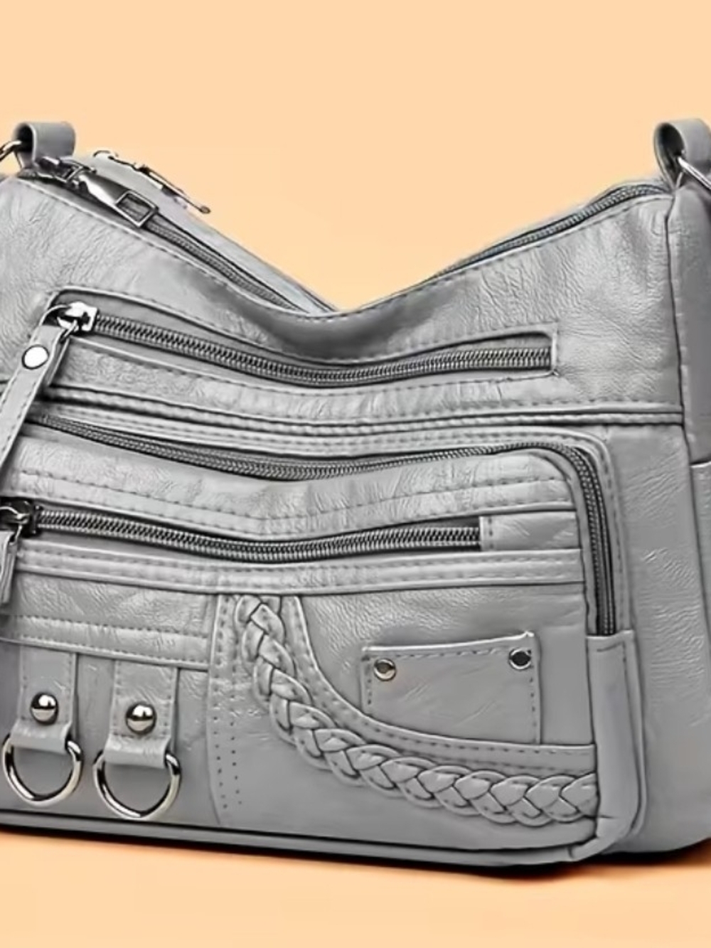 NWOT Gray Braided Detail Shoulder Bag - Women's Everyday Hobo